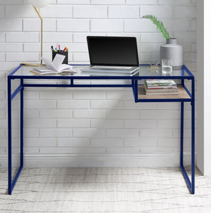 Yasin Blue & Glass Desk