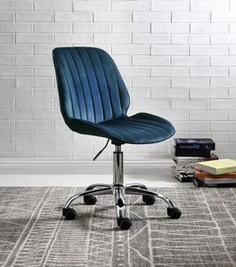 Muata Twilight Blue Velvet & Chrome Office Chair