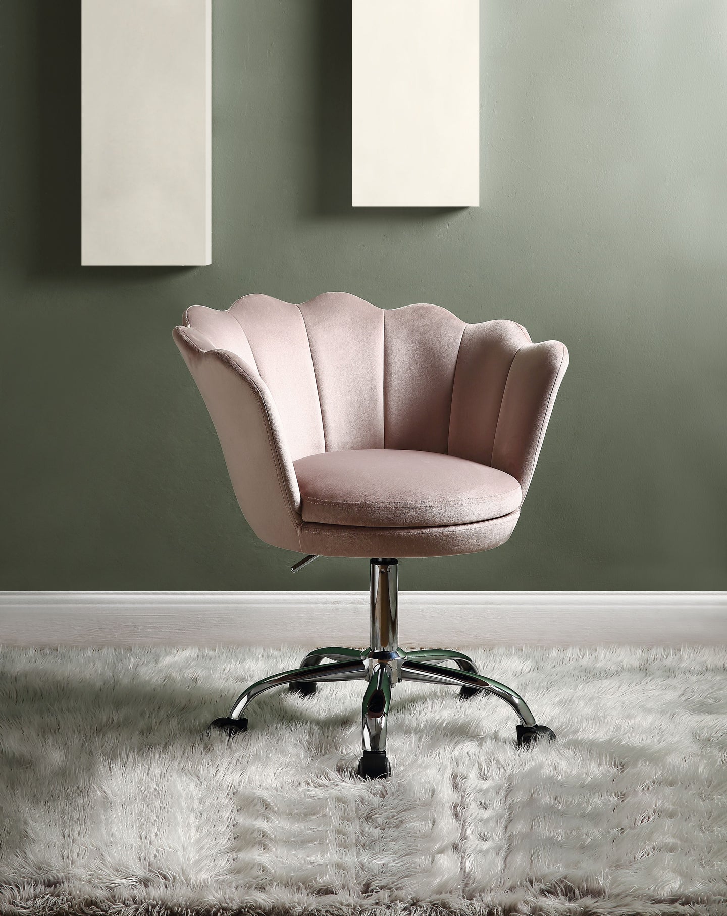 Micco Rose Quartz Velvet & Chrome Office Chair