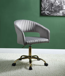 Hopi Gray Velvet & Gold Office Chair