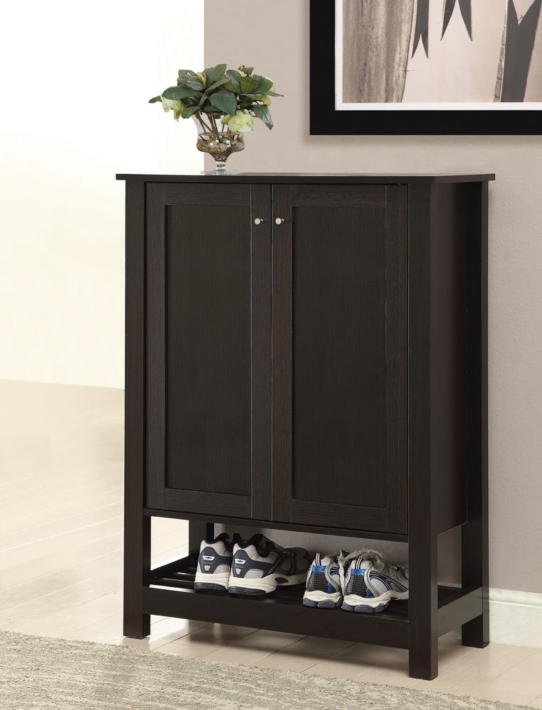 Transitional Two-Door Shoe Storage