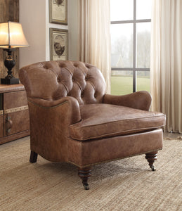 Durham Retro Brown Top Grain Leather Accent Chair