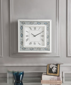 Sonia Mirrored & Faux Agate Wall Clock
