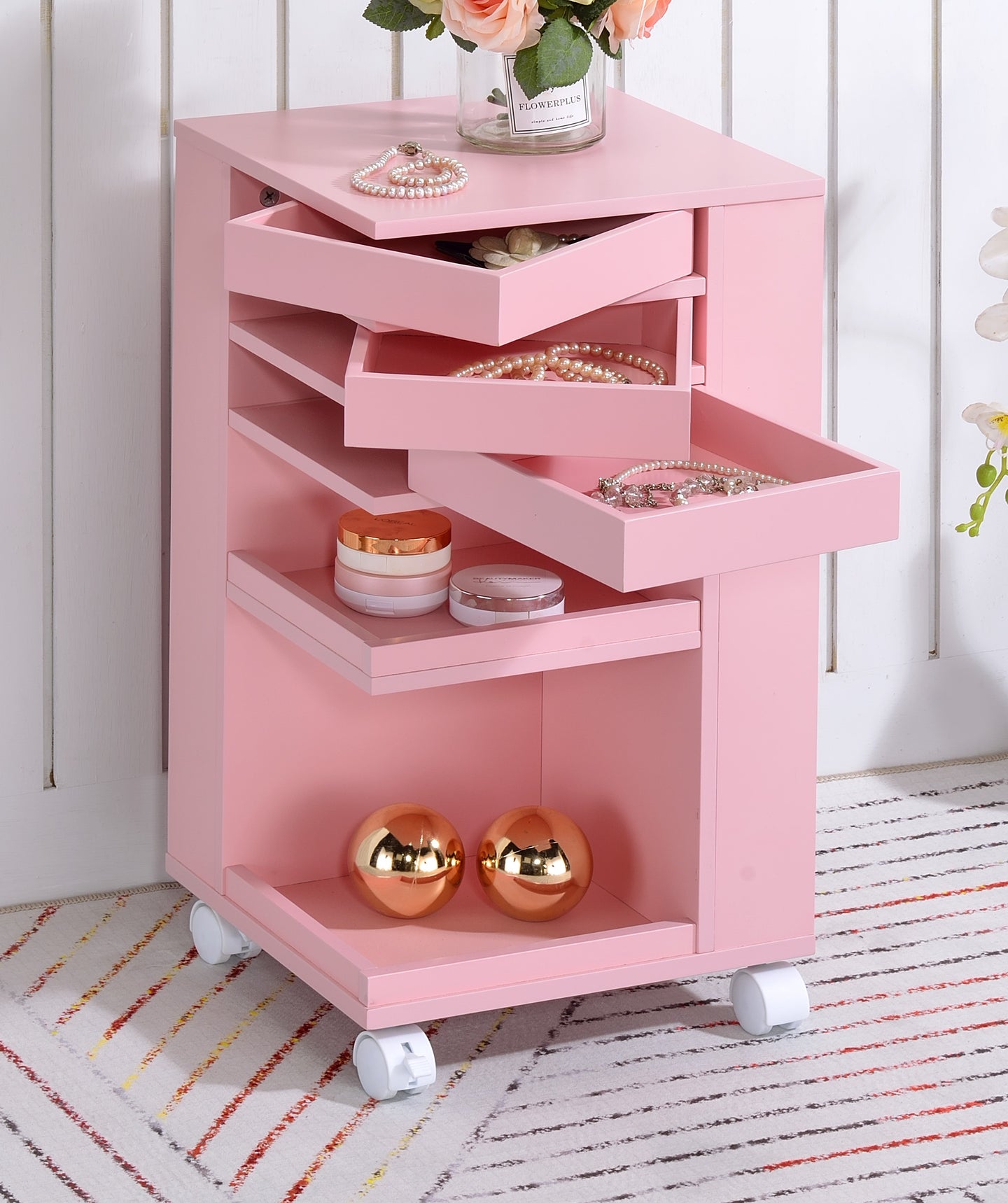 Nariah Pink Storage Cart