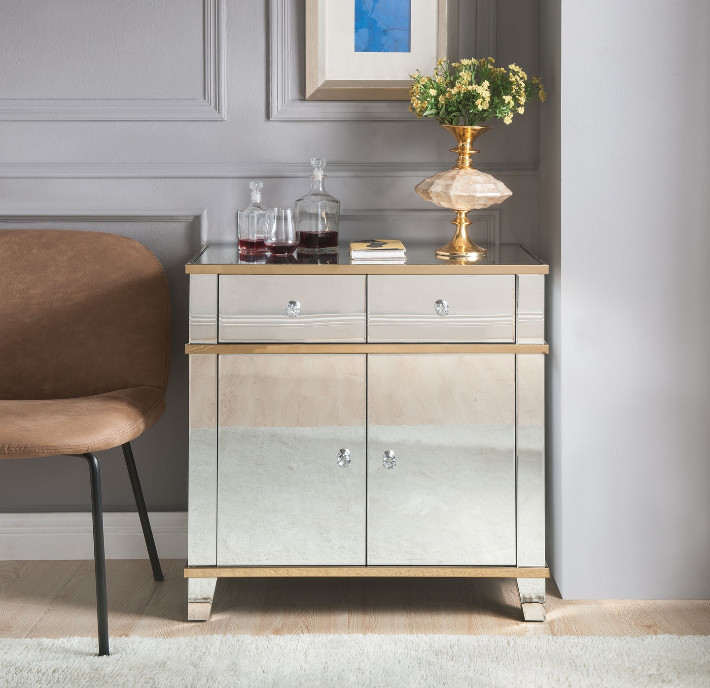Osma Mirrored & Gold Console Table