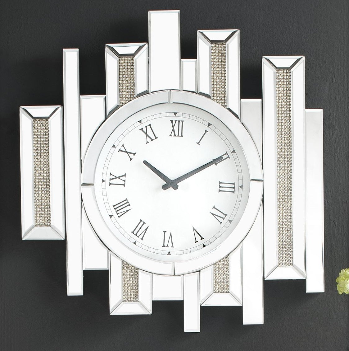 Lavina Mirrored & Faux Diamonds Wall Clock