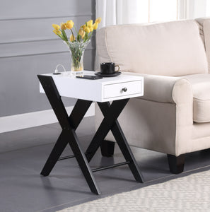 Fierce White & Black Side Table (USB Charging Dock)