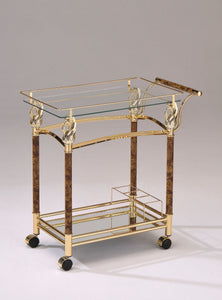 Helmut Gold Plated & Clear Glass - Tempered Serving Cart