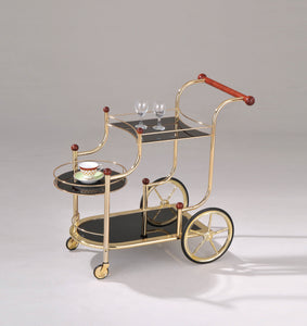 Lacy Gold Plated & Black Glass Serving Cart